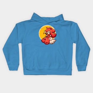 Rooster Crowing Kids Hoodie